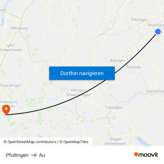 Pfullingen to Au map