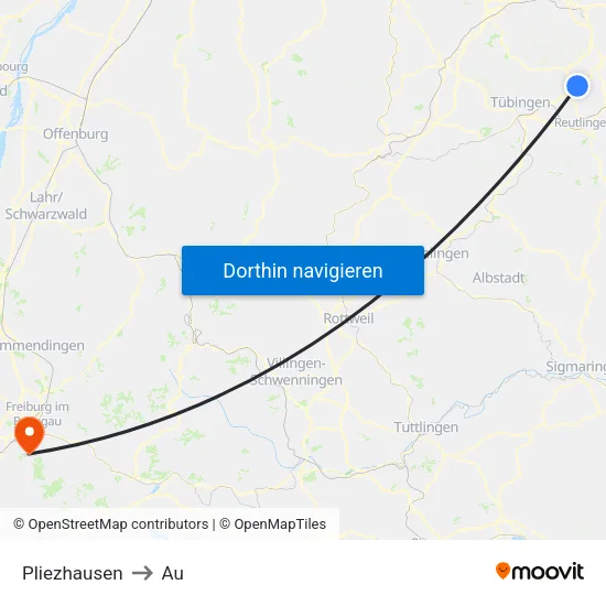 Pliezhausen to Au map