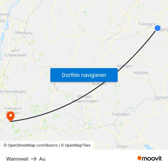 Wannweil to Au map
