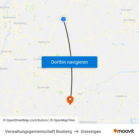 Verwaltungsgemeinschaft Boxberg to Griesingen map