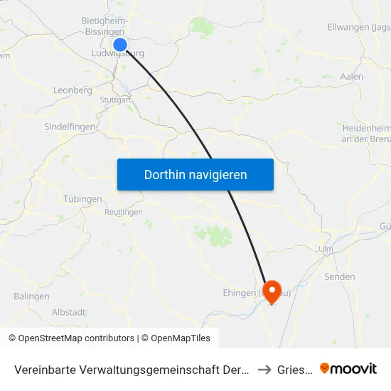 Vereinbarte Verwaltungsgemeinschaft Der Stadt Freiberg am Neckar to Griesingen map