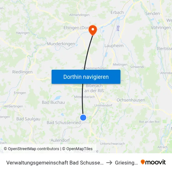 Verwaltungsgemeinschaft Bad Schussenried to Griesingen map