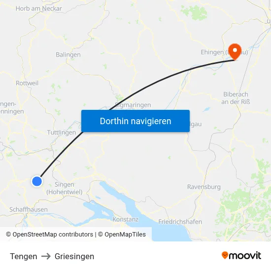Tengen to Griesingen map