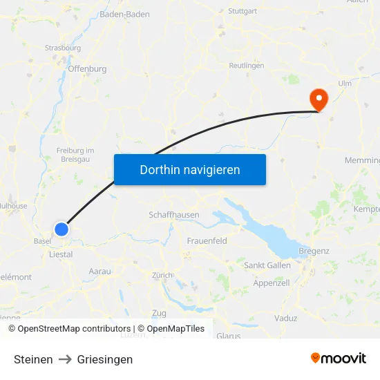 Steinen to Griesingen map