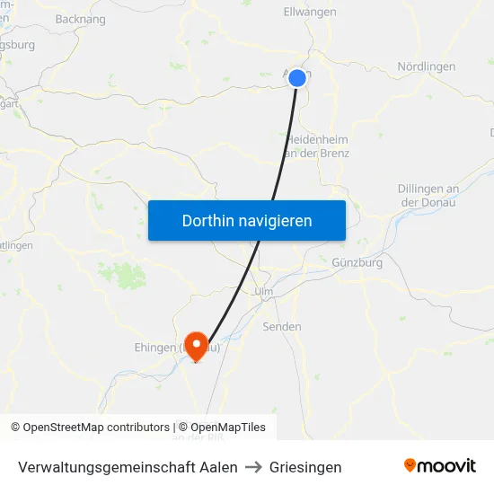 Verwaltungsgemeinschaft Aalen to Griesingen map