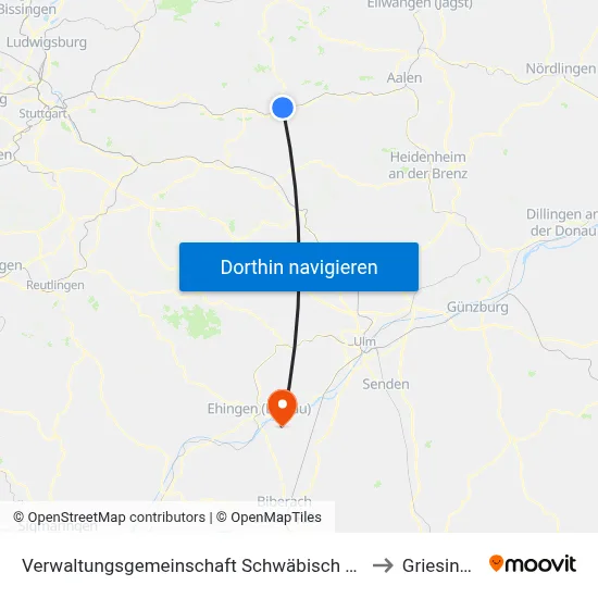 Verwaltungsgemeinschaft Schwäbisch Gmünd to Griesingen map