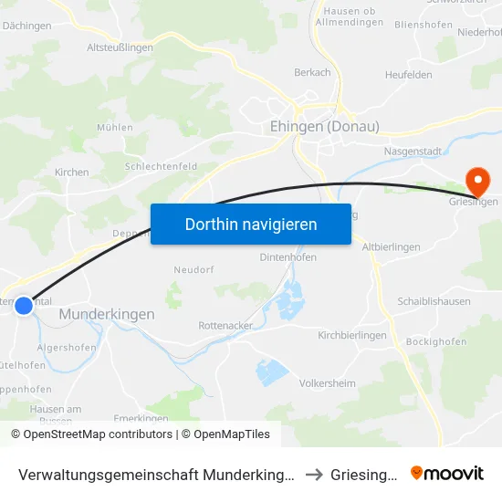 Verwaltungsgemeinschaft Munderkingen to Griesingen map