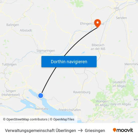 Verwaltungsgemeinschaft Überlingen to Griesingen map