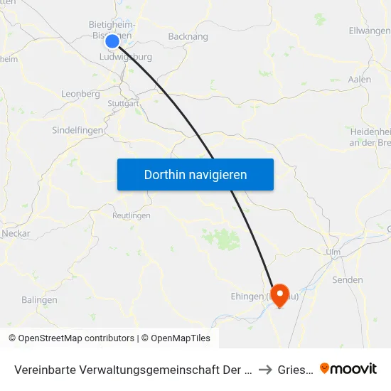 Vereinbarte Verwaltungsgemeinschaft Der Stadt Bietigheim-Bissingen to Griesingen map
