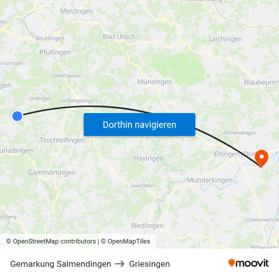 Gemarkung Salmendingen to Griesingen map