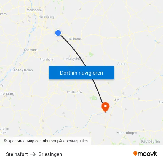 Steinsfurt to Griesingen map