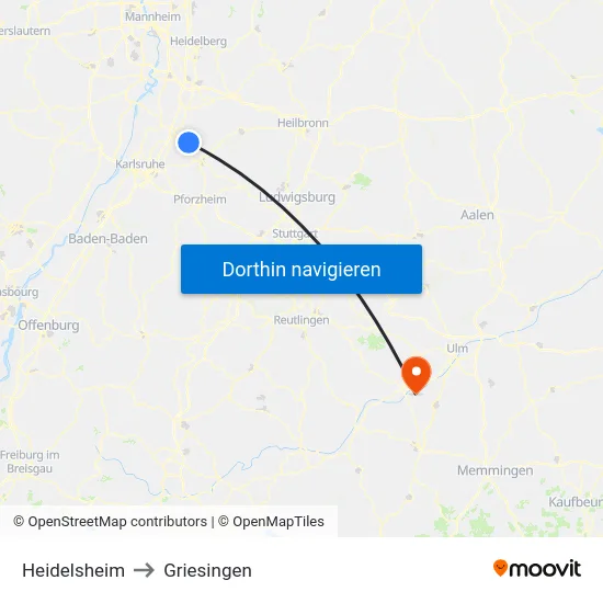 Heidelsheim to Griesingen map