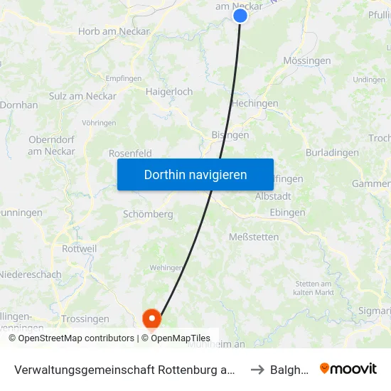 Verwaltungsgemeinschaft Rottenburg am Neckar to Balgheim map