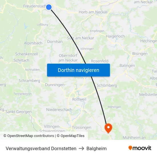 Verwaltungsverband Dornstetten to Balgheim map