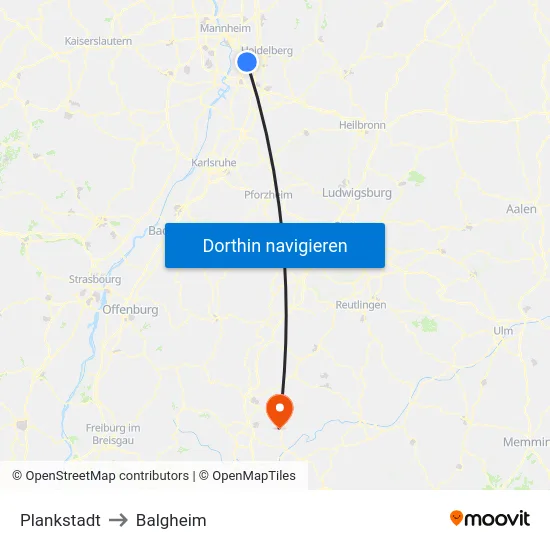 Plankstadt to Balgheim map