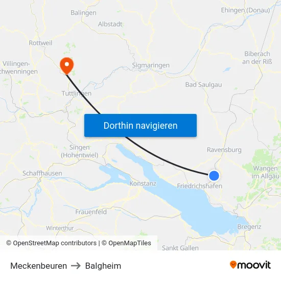 Meckenbeuren to Balgheim map