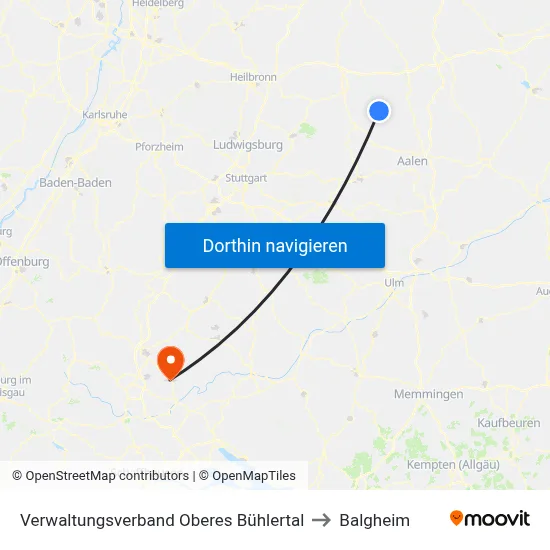 Verwaltungsverband Oberes Bühlertal to Balgheim map