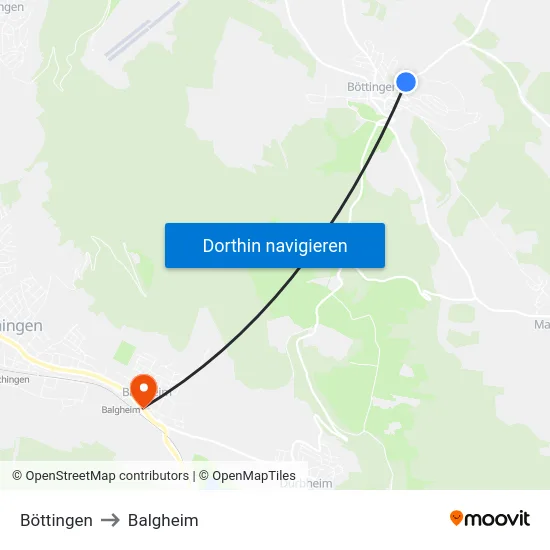 Böttingen to Balgheim map
