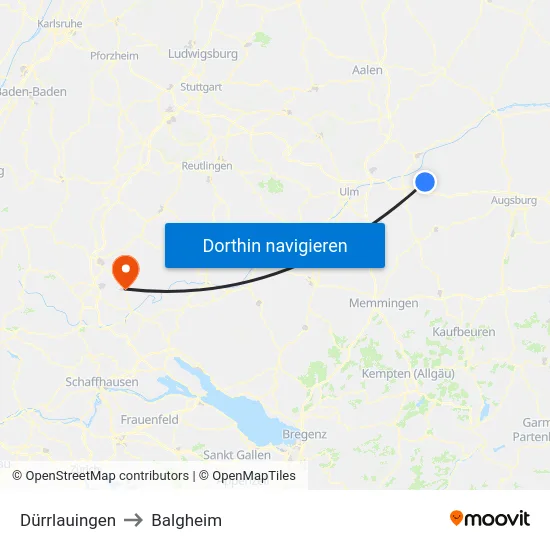 Dürrlauingen to Balgheim map