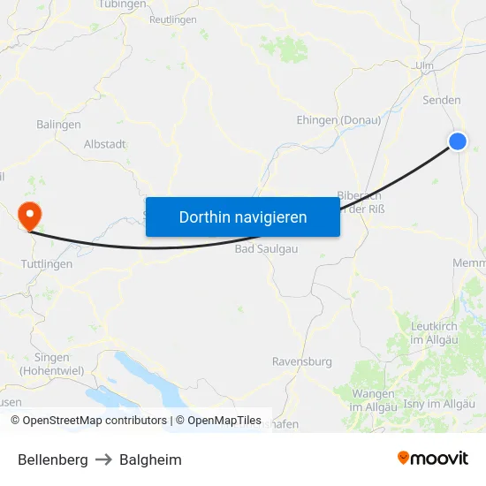 Bellenberg to Balgheim map