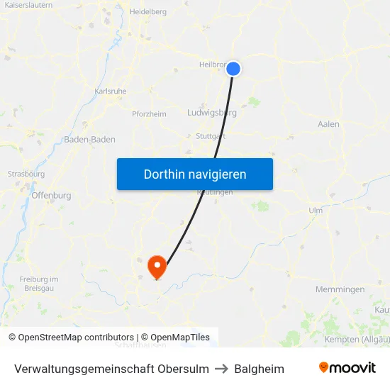 Verwaltungsgemeinschaft Obersulm to Balgheim map