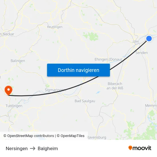 Nersingen to Balgheim map