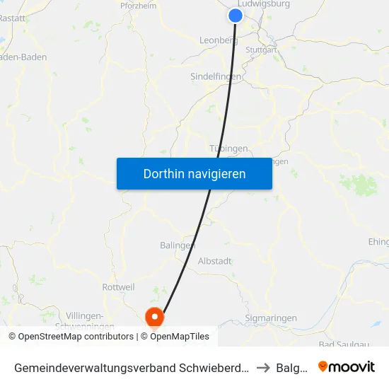 Gemeindeverwaltungsverband Schwieberdingen-Hemmingen to Balgheim map
