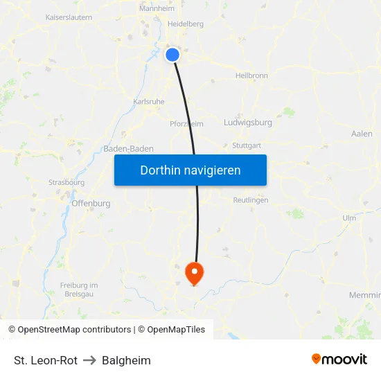 St. Leon-Rot to Balgheim map