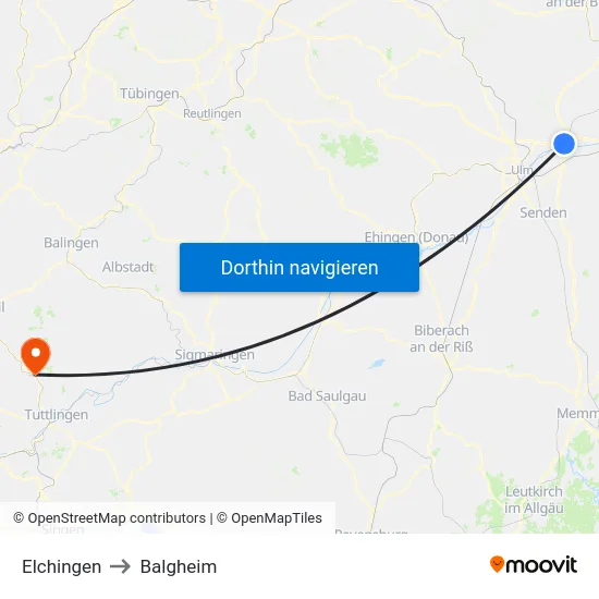 Elchingen to Balgheim map