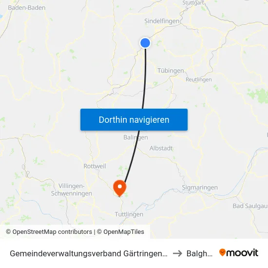 Gemeindeverwaltungsverband Gärtringen/Ehningen to Balgheim map