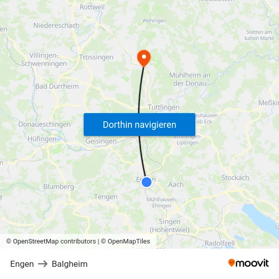 Engen to Balgheim map