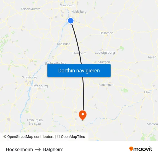 Hockenheim to Balgheim map