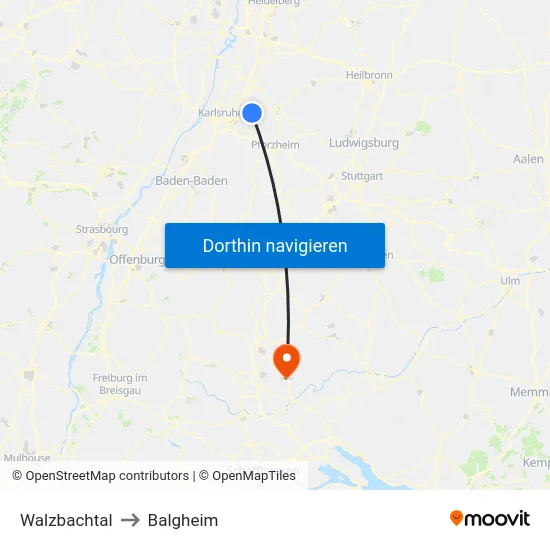 Walzbachtal to Balgheim map