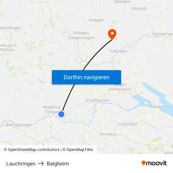 Lauchringen to Balgheim map
