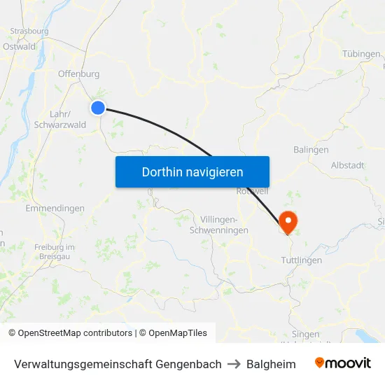 Verwaltungsgemeinschaft Gengenbach to Balgheim map