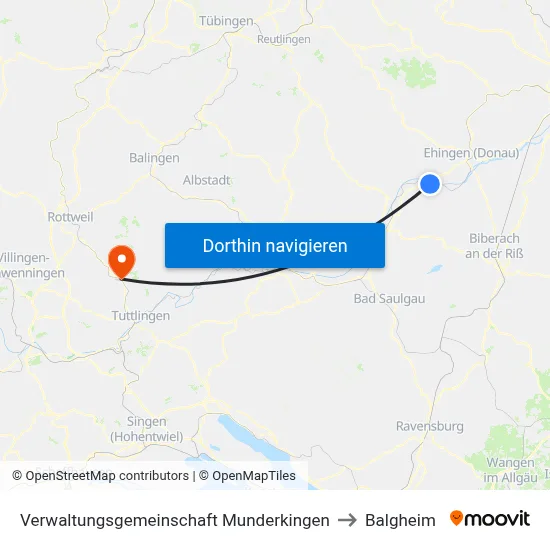 Verwaltungsgemeinschaft Munderkingen to Balgheim map