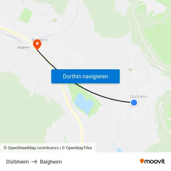 Dürbheim to Balgheim map