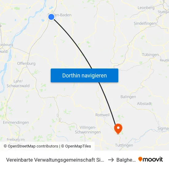 Vereinbarte Verwaltungsgemeinschaft Sinzheim to Balgheim map