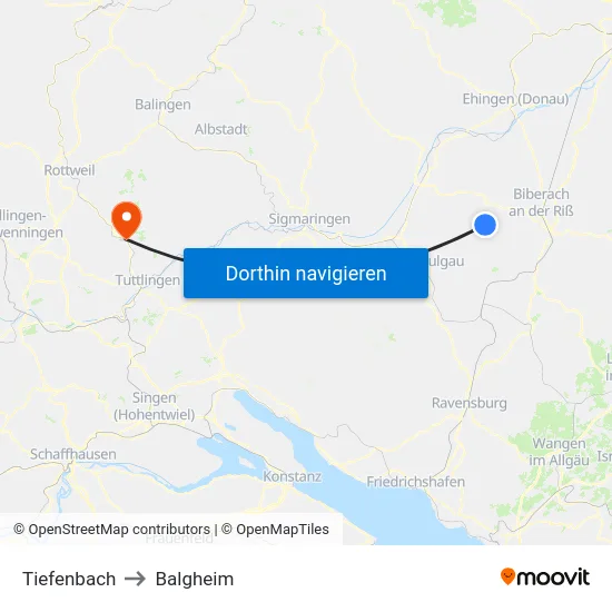 Tiefenbach to Balgheim map