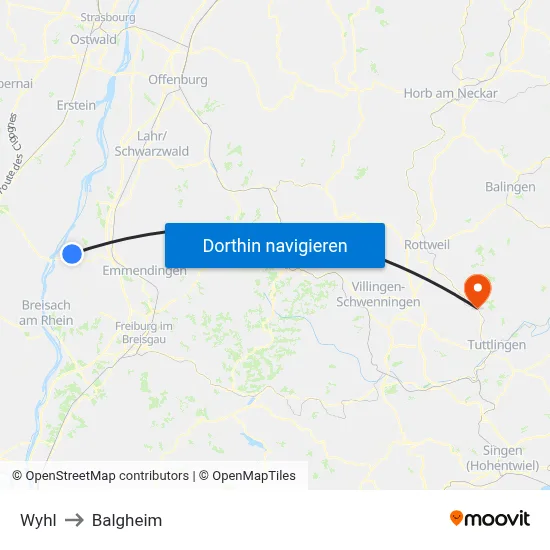 Wyhl to Balgheim map
