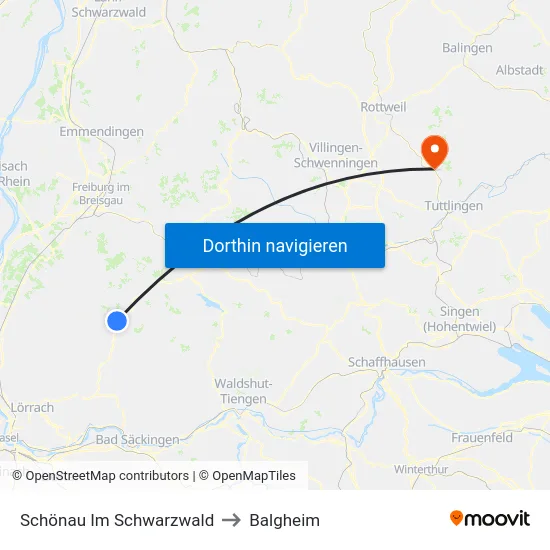 Schönau Im Schwarzwald to Balgheim map
