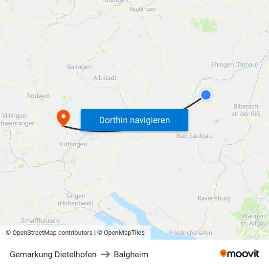 Gemarkung Dietelhofen to Balgheim map