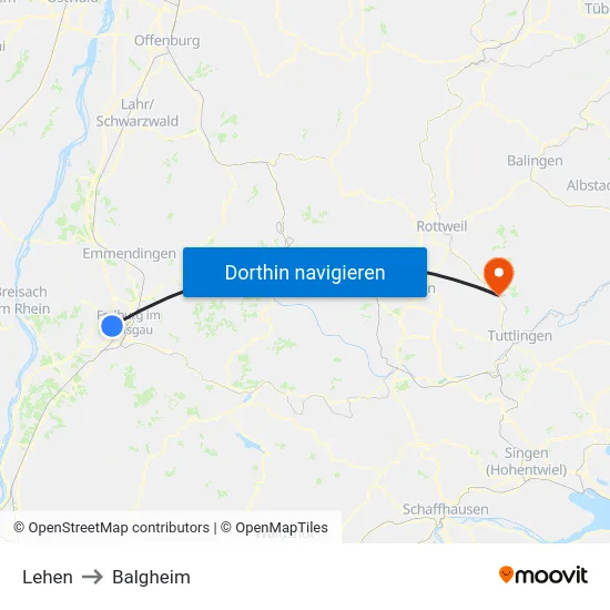 Lehen to Balgheim map