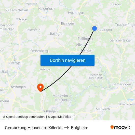 Gemarkung Hausen Im Killertal to Balgheim map