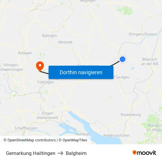 Gemarkung Hailtingen to Balgheim map