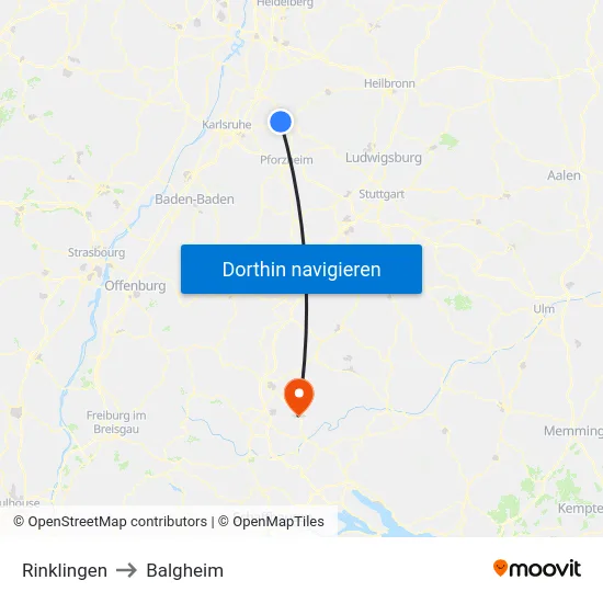 Rinklingen to Balgheim map