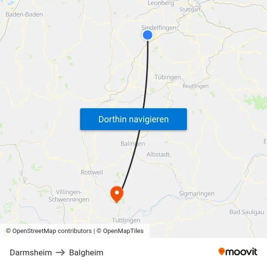 Darmsheim to Balgheim map