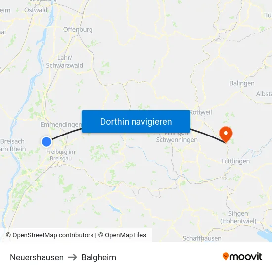 Neuershausen to Balgheim map