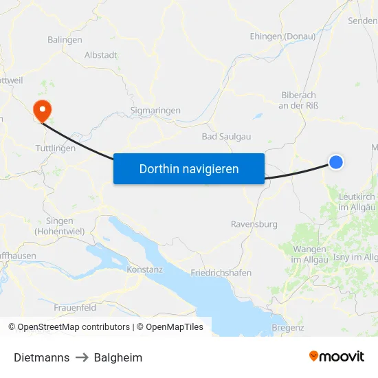Dietmanns to Balgheim map