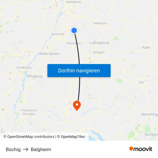 Büchig to Balgheim map